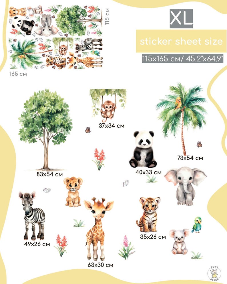 Watercolor Safari Animals Wall Decals, Baby Nursery Decor - Etsy