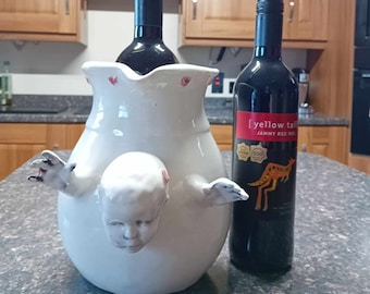 Large Doll arm jug vase wine bottle holder