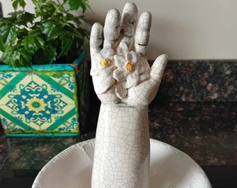 Ceramic doll ARM RING HOLDER Trinket Dish