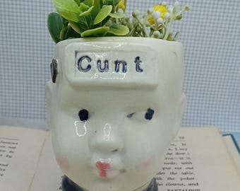 Cunt Doll head succulent air plant planter sweary funny indoor pot