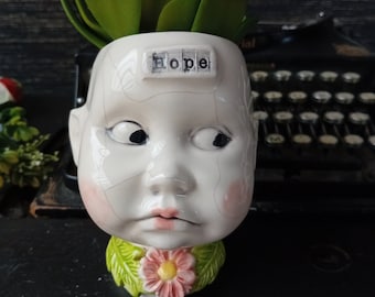 Doll head  large ceramic planter