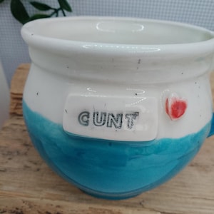 Cunt Handmade cauldron Blue/teal/white small mug