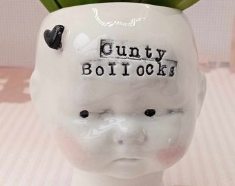 Doll head succulent planter CUNTY BOLLOCKS