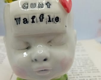 Cunt waffle Doll head succulent planter