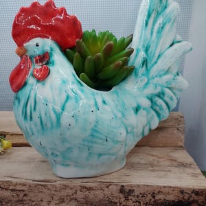 Ceramic handmade chicken planter