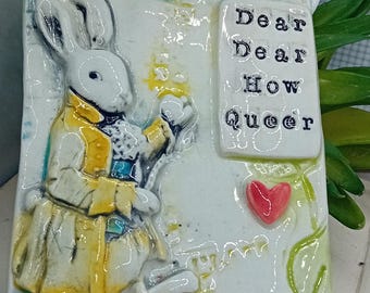 Alice in Wonderland white rabbit ceramic Hanger