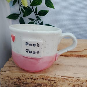 small posh Cunt Ceramic handmade pink  Cauldron cup