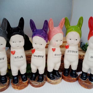 made to order Ceramic doll bunny ears  choose words