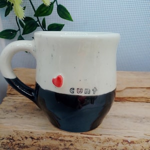 CUNT Ceramic handmade barrel BLACK mug