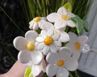 SET OF 10 Ceramic flowers daisy hellebores ivy ( set 1)