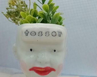 Tosser  ceramic doll head succulent planter