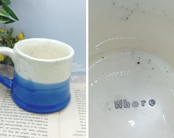 Whore Ceramic handmade Whore short Tankard mug purple