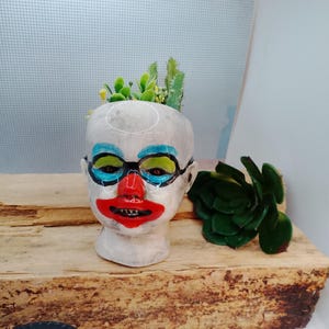 Doll head succulent planter creepy clown