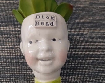 Ceramic doll head succulent planter DICK HEAD