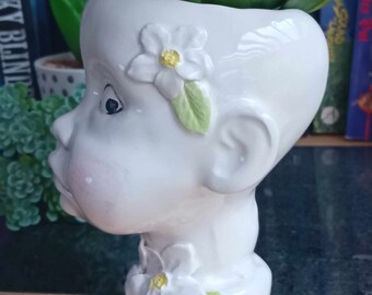 Doll head  large ceramic planter