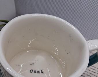 CUNT short tankard Ceramic blue air sweary mug peacock