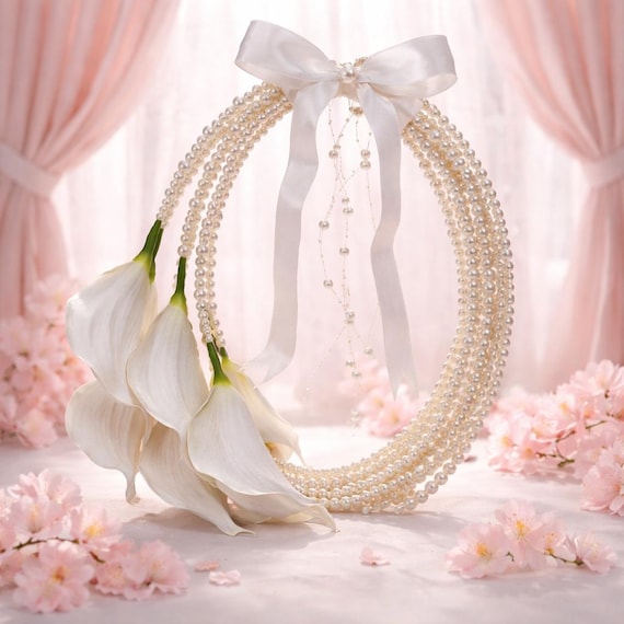 White Calla Lily Bridal Bouquet: Handmade Wedding Flowers with Pearl Accents