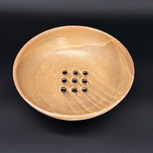 Glazed stoneware drainer – handmade utility piece, 1970s