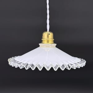 Vintage pendant light in white opaline glass