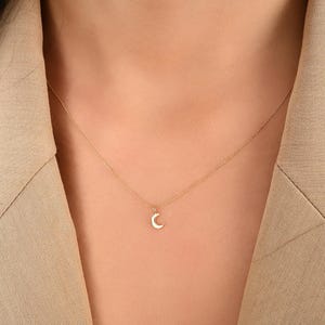 14K Gold Crescent Moon Necklace | Minimalist Gold Moon Pendant | Dainty Moon Jewelry | Timeless Gift for Mom | Celestial Necklace for Her