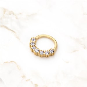 Boucles d'oreilles hélicoïdales en or massif 14 carats | Clicker CZ Dainty pour Rook, Daith, Septum et Tragus | Anneau conque de calibre 16 | Bijoux de cartilage