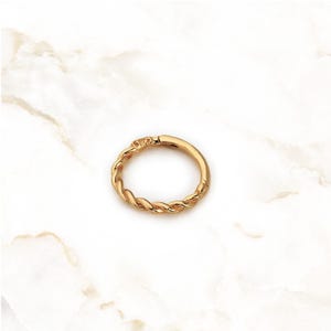 14K Gold Seil Design Hoop | Gedrehtes Helix-Piercing | Zierlicher Septum Clicker Ring