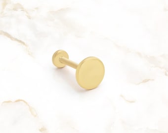 14K Gold Dot Stud Earring | Flat Screw Back Tragus Jewelry