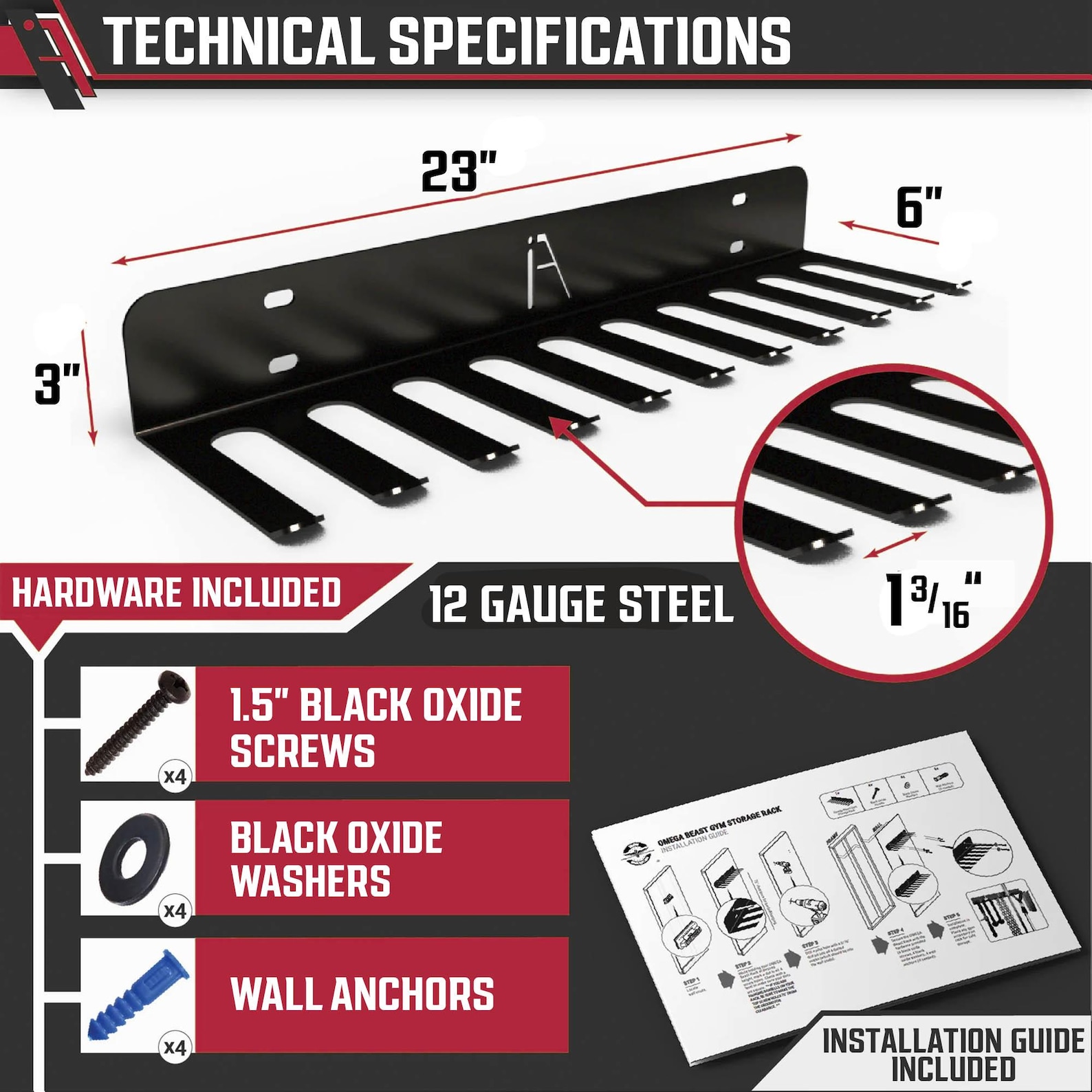 Omega Beast Heavy-duty Gym Storage Rack: 11-prong Wall Mount for ...