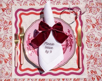 Please Leave by 9 Dinner Napkins – Set of 12 Linen | Funny Embroidered Table Linens, Hostess Gift & Holiday Entertaining