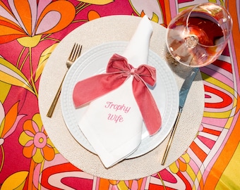 Party Archetype Dinner Napkins – Set of 12 Linen | Funny Embroidered Table Linens, Hostess Gift & Dinner Party Décor