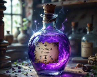 Elixir de Llama de Amatista: Poción Púrpura de Comunicación Espiritual, Amplificación del Deseo y Presencia Afianzada para Todos los Compañeros