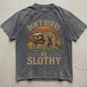 Faultier Shirt, beeilen Sie sich nicht, Faultier Shirt, lustiges Faultier Geschenk, Slow Living Shirt, Retro Faultier T-Shirt, Comfort Farben 1717, Unisex Shirt