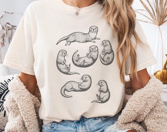 Otter Shirt Unisex, Vintage Otter Graphic Tee, Comfort Colors Sea Otter Shirt, Animal Lover Gift, Wildlife Ocean Life T-Shirt