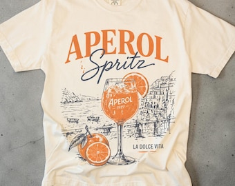 Camiseta Aperol Spritz, Camiseta La Dolce Vita, Colores cómodos unisex, Camiseta italiana, Amor a primera vista (Spritz), Camiseta de cóctel, Camiseta de vacaciones