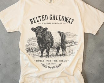 Belted Galloway Shirt, Scottish Cow Graphic Tee, Farm Animal Shirt, Cow Lover Gift, Vintage Cattle Tee, Comfort Colors, Livestock Show Tee