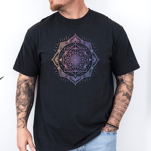 Mandala Sacred Geometry Shirt, Spiritual Yoga Tee, Boho Festival Top, Meditation Shirt, Geometric Art T-Shirt, Comfort Colors Style