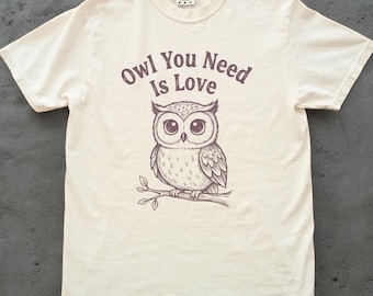 Owl Shirt, Cute Owl Lover Tee, Funny Bird Graphic T Shirt, Comfort Colors Cottagecore Top, Reading Gift, Animal Lover Shirt