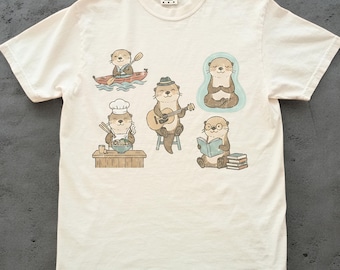 Camiseta con diseño de nutria, Camiseta con estampado divertido de nutria, Camiseta Comfort Colors con diseño de nutria marina, Regalo para amantes de los animales, Camiseta con juego de palabras de animales, Camiseta de vida silvestre