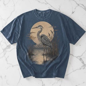 Great Blue Heron Shirt, Vintage Bird Tshirt, Unisex Comfort Colors, Bird Lover Gift, Birdwatching Tee, Nature Shirt, Wildlife Graphic Tee image 2