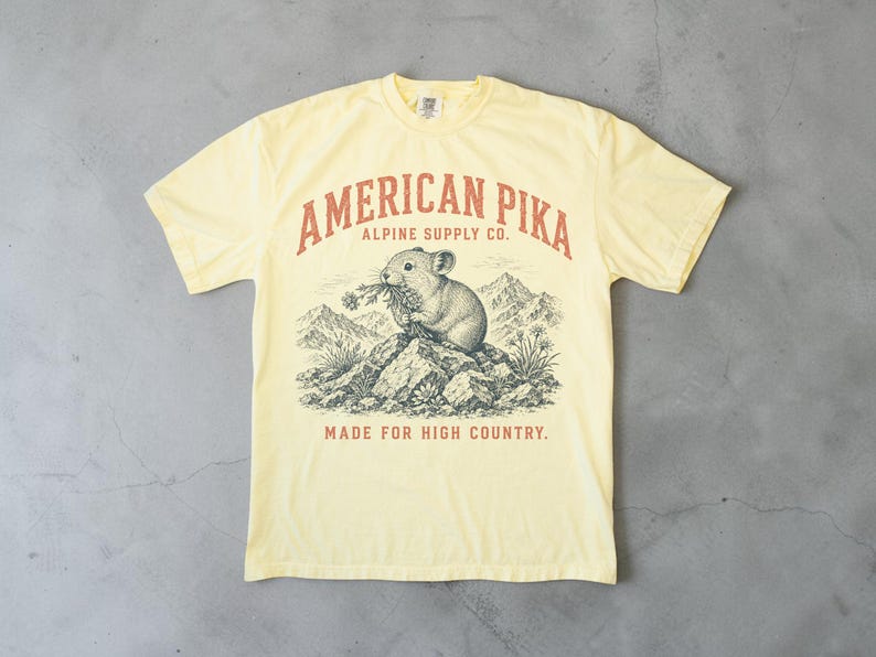 American Pika Shirt, Alpine Wildlife Tee, Vintage Mountain Graphic Shirt, Unisex Comfort Colors Shirt, Hiking Gift, National Park Tee image 6