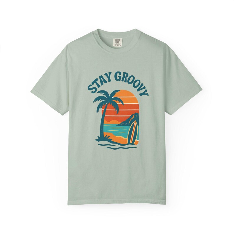 Stay Groovy Retro Surf Tee, 70s Beach Graphic image 5