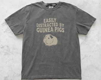 Camiseta unisex "Me distraigo fácilmente con las cobayas", camiseta divertida para amantes de las mascotas, regalo ideal para mamás de cobayas, camiseta con estampado animal