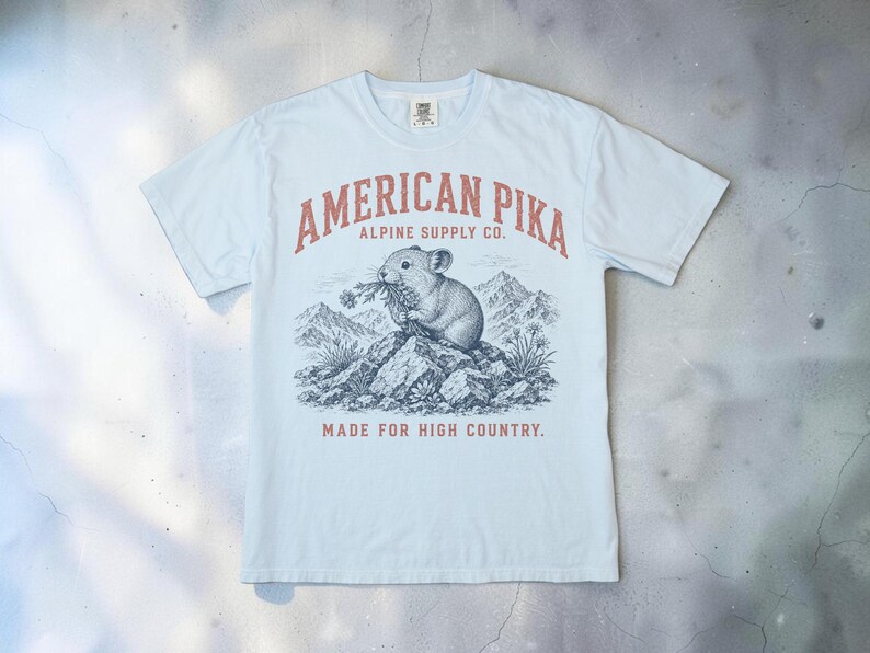 American Pika Shirt, Alpine Wildlife Tee, Vintage Mountain Graphic Shirt, Unisex Comfort Colors Shirt, Hiking Gift, National Park Tee image 4