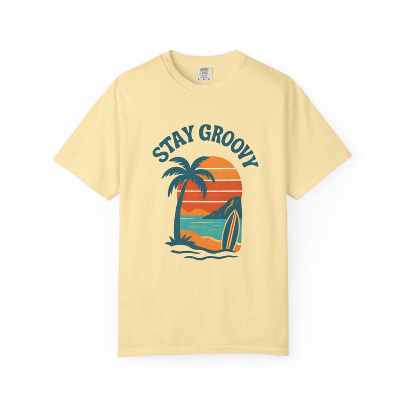 Stay Groovy Retro Surf Tee, 70s Beach Graphic image 4