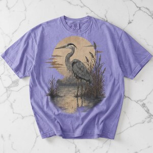 Great Blue Heron Shirt, Vintage Bird Tshirt, Unisex Comfort Colors, Bird Lover Gift, Birdwatching Tee, Nature Shirt, Wildlife Graphic Tee image 6