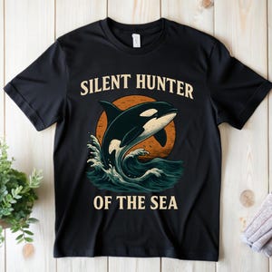 Silent Hunter Orca Shirt, Killer Whale Graphic Tee, Ocean Wildlife T-Shirt, Marine Animal Shirt, Orca Lover Gift, Minimal Beach Shirt