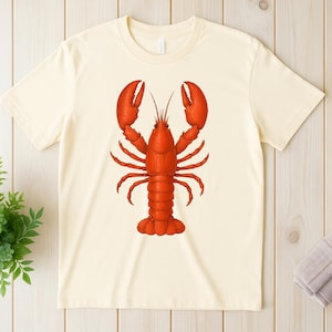 Lobster Shirt Minimalist Line Art, Coastal Seafood Tee, Beachwear Summer Shirt, Red Lobster Graphic Tee, Nautical Animal Gift, Lobster Tee