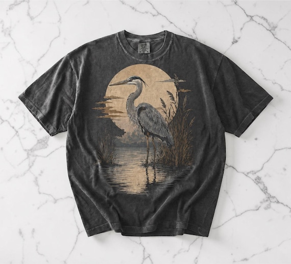 Great Blue Heron Shirt, Vintage Bird Tshirt, Unisex Comfort Colors, Bird Lover Gift, Birdwatching Tee, Nature Shirt, Wildlife Graphic Tee