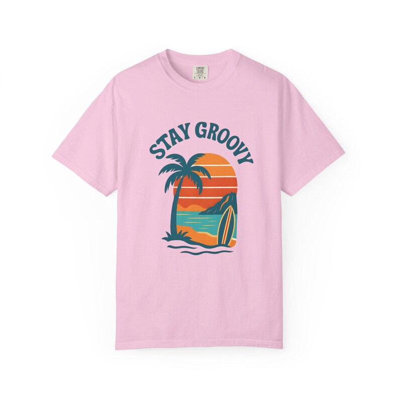 Stay Groovy Retro Surf Tee, 70s Beach Graphic image 7