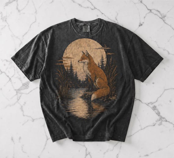 Fox Graphic Tee, Vintage Fox Shirt, Nature Lover Gift, Wildlife Shirt, Cottagecore Aesthetic, Comfort Colors, Forest Animal Tee, Fox Gift